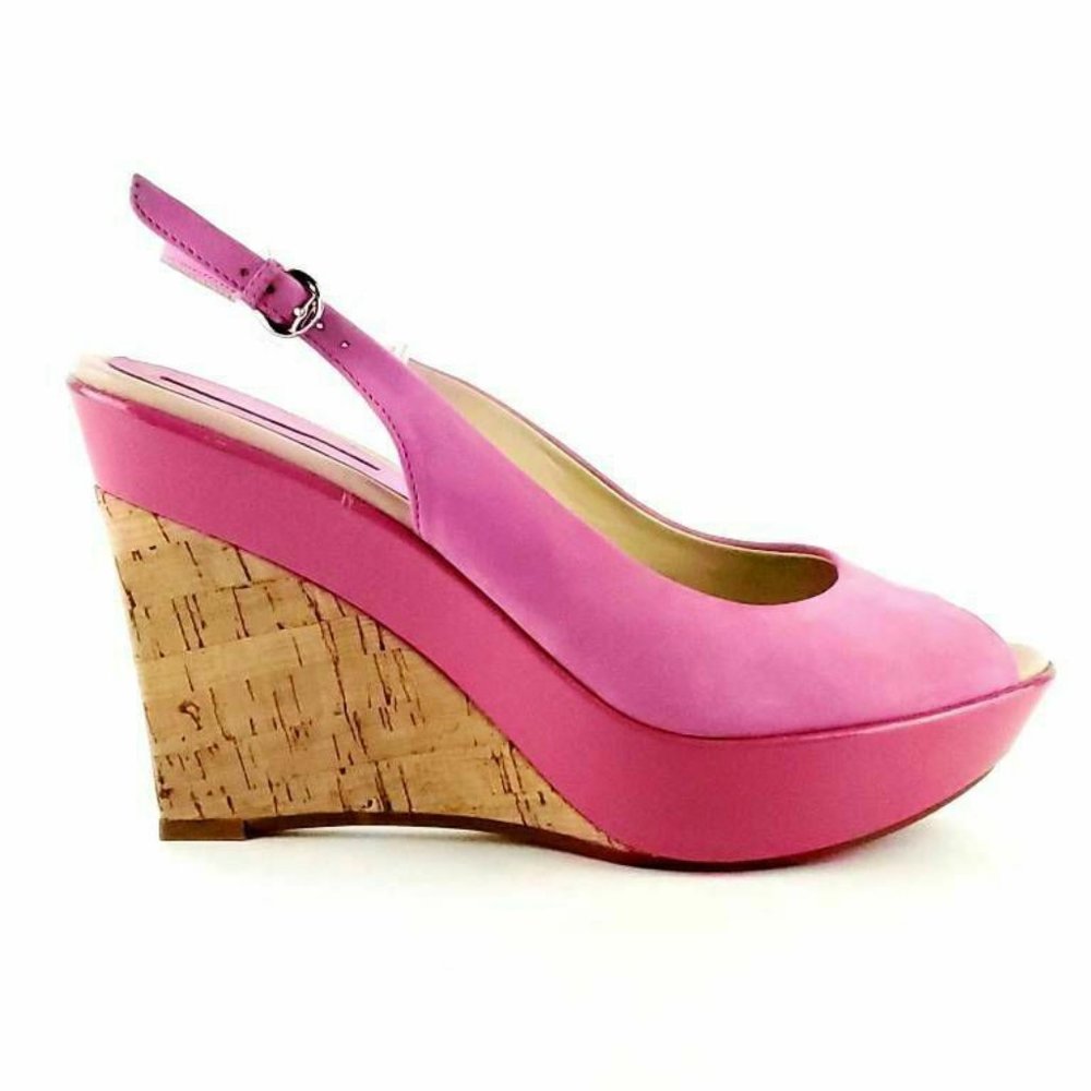 Via Spiga Slingback Sandals Pink Cork Wedge Heels